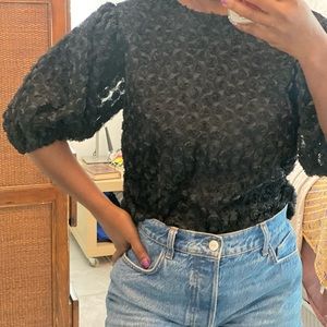 Black Rose Detail Blouse